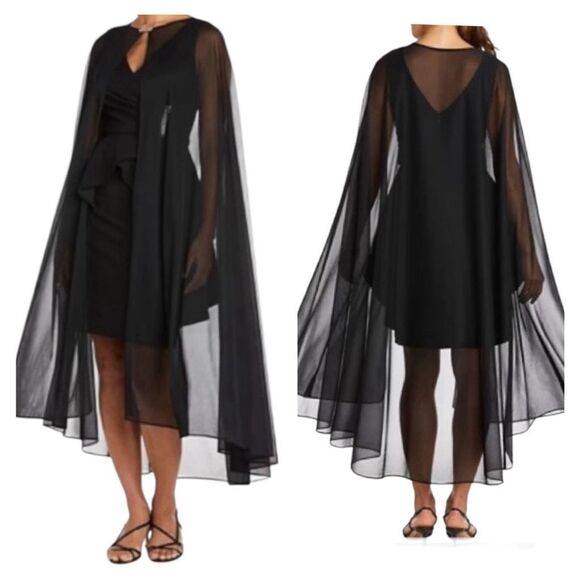 New r & m Richards Black Long Chiffon Cape Size 2X - Picture 1 of 7